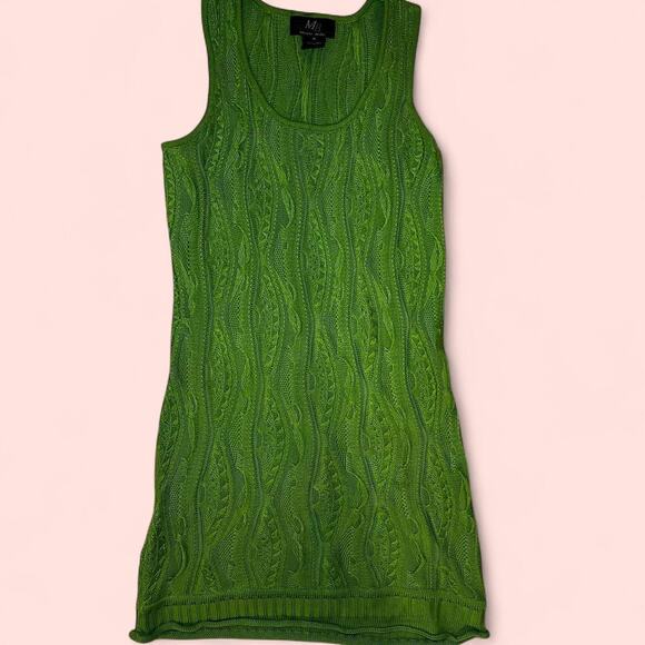 Vtg lime green mini knit dress - Picture 1 of 4